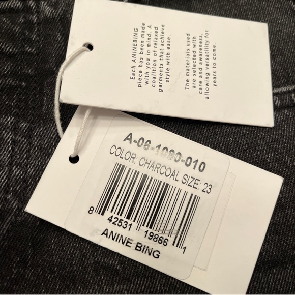 NWT Anine Bing Charcoal Stonewash Denim Jeans (size 23) Cotton - Picture 5 of 8